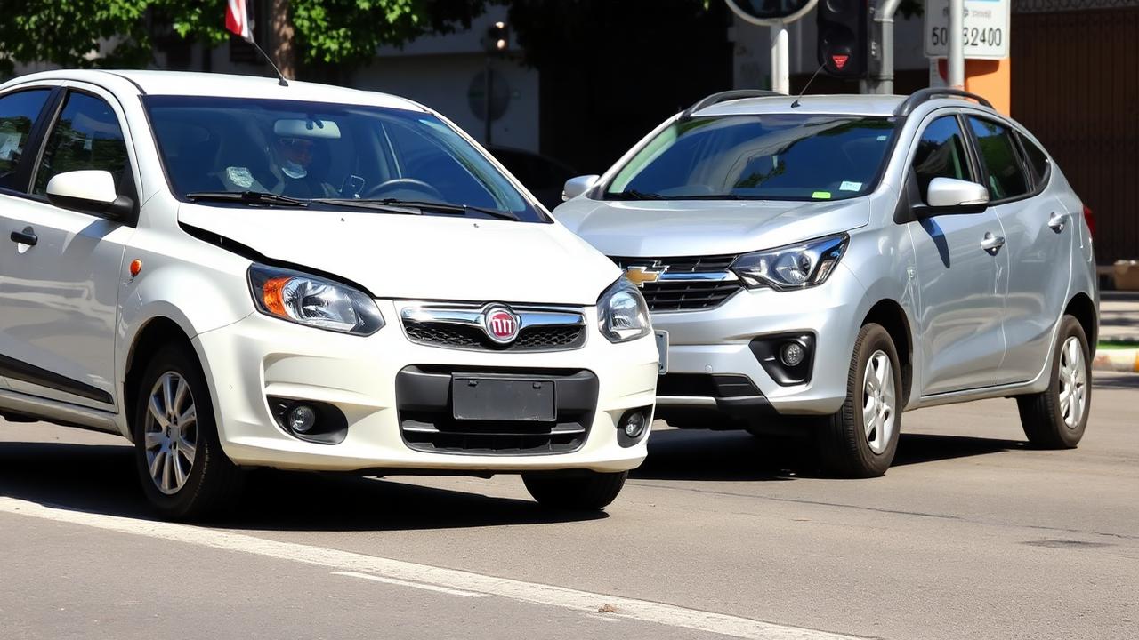 Colisão entre dois veículos representando RCF-V