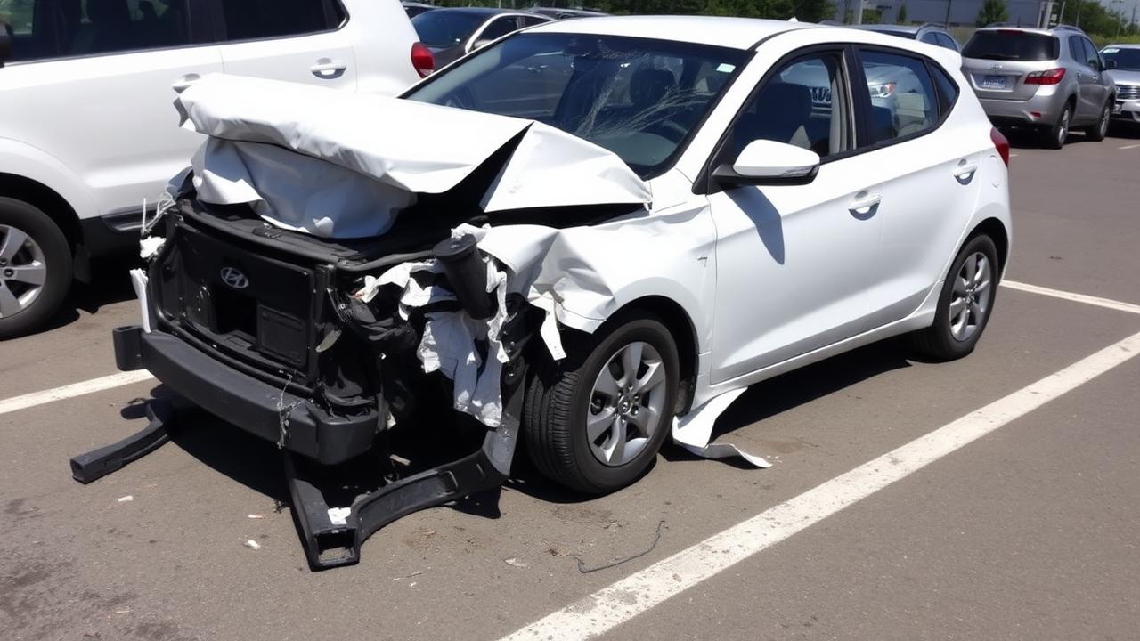 Carro destruído após sinistro com perda total