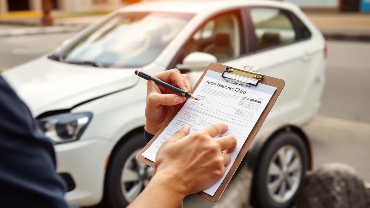 Motorista preenchendo documentos após acidente